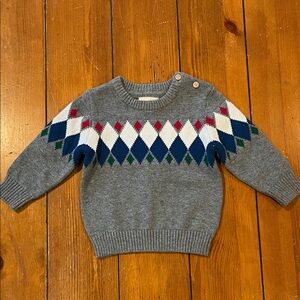 NWT First Impressions Fair Isle Grey Sweater Boys Size 3-6 Months
